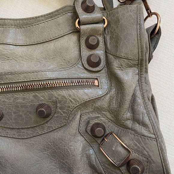 Balenciaga City Bag AUTHENTIC Rose Gold Pewter Leather Purse - Picture 3 of 7